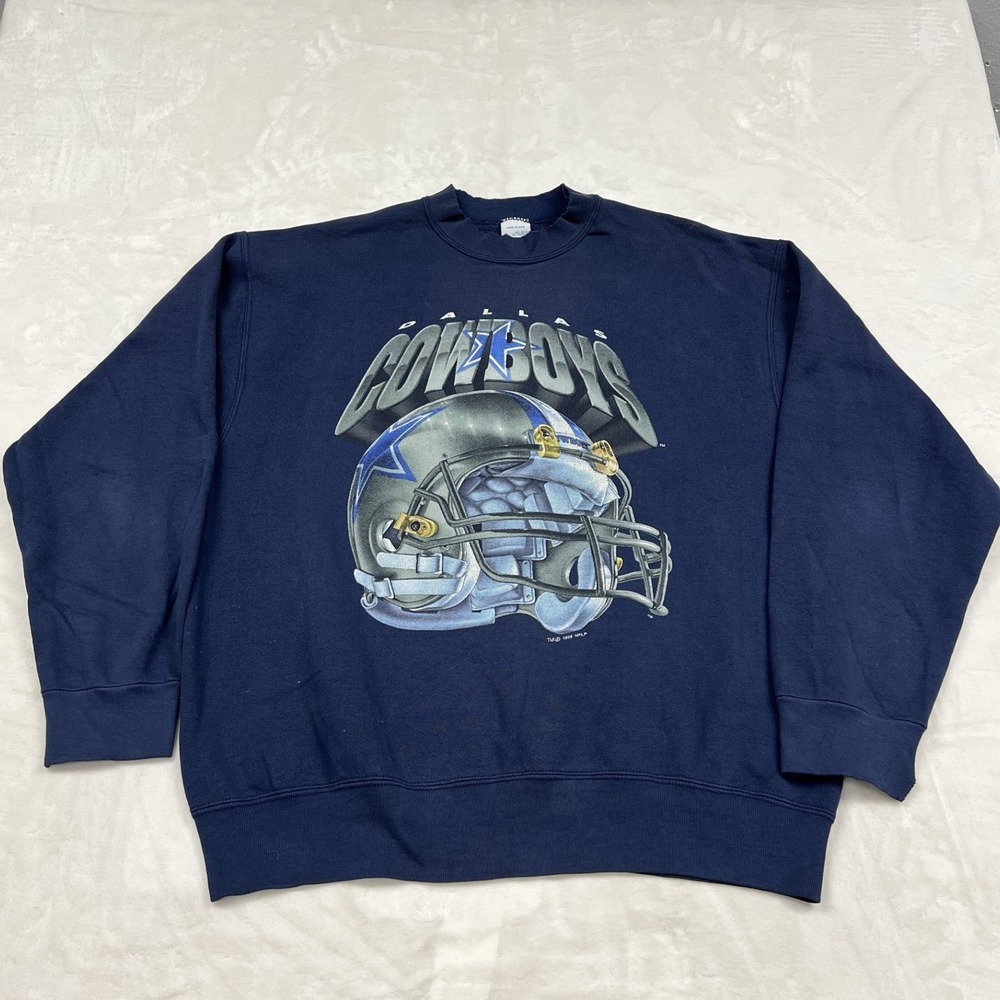 Salem Sportswear Sweatshirt Mens XL Navy Dallas Cowboys 1995 Helmet Graphic